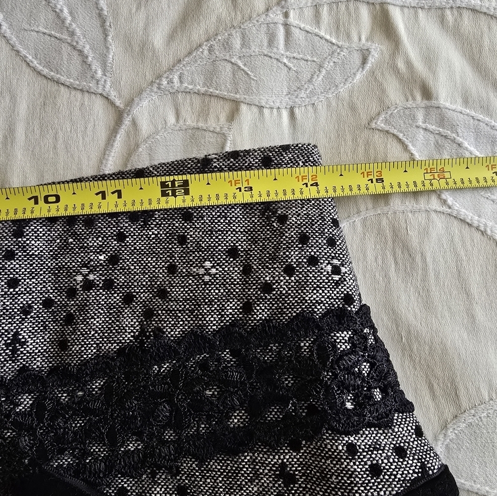 Elegant Gray Pleated Skirt with Black Lace Detail Band and Velvet Trim Tie - Picture 11 of 13